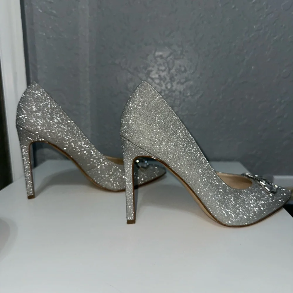 Women's Silver Glitter Heels - Picture 4 of 5